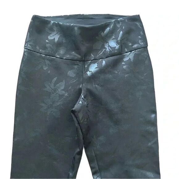 Soft Surroundings Pants Stretch Black Chrome Floral Thick S - Picture 3 of 8